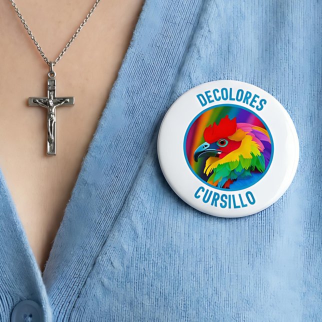 DeColores Cursillo Bunter Hahn Lebendiger Regenbog Button (Von Creator hochgeladen)