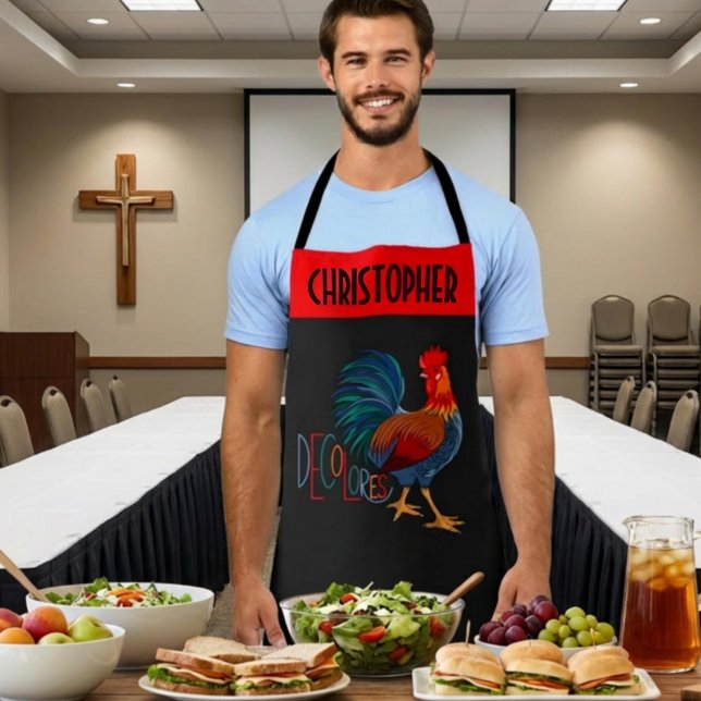 DeColores Cursillo Colorful Rooster Personalized Schürze (Von Creator hochgeladen)