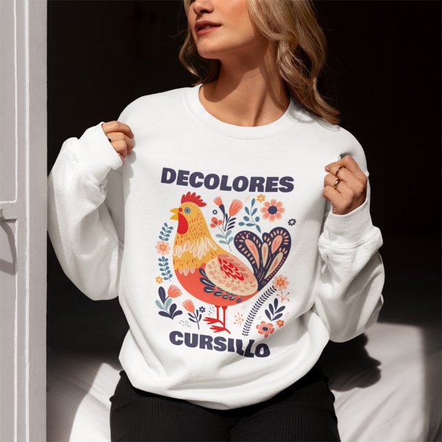 DeColores Cursillo Folk Art Rooster Christian Sweatshirt (Von Creator hochgeladen)