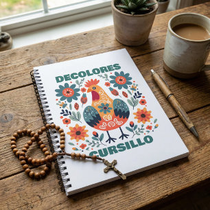 DeColores Cursillo Hahn Florale Volkskunst Türkis Notizblock