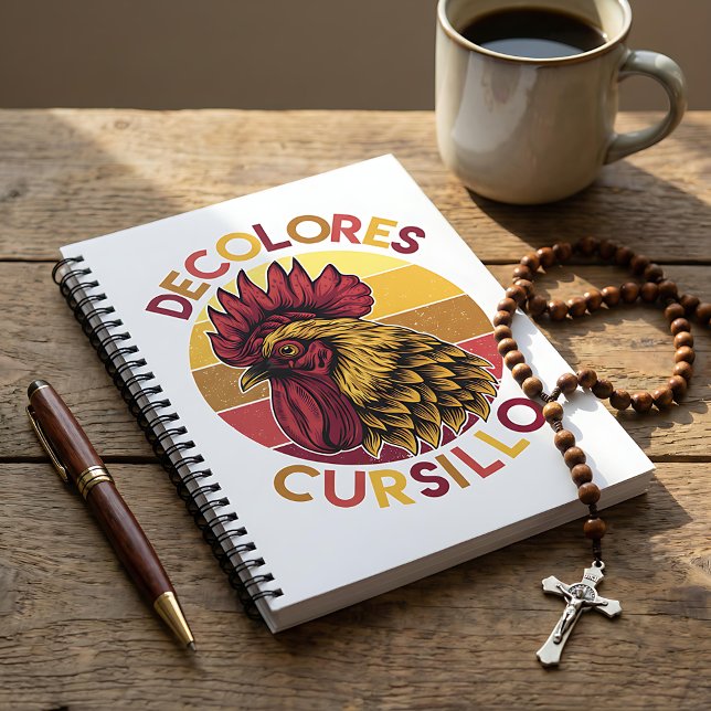 DeColores Cursillo-Hahn mit abgenutztem Sonnenunte Notizblock (Von Creator hochgeladen)