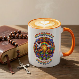 DeColores Cursillo Kreuz Taube Hahn Mandala Tasse