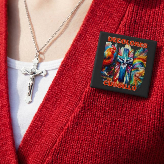 DeColores Cursillo Pinselstrich Hahn Kreuz Taube Button (Von Creator hochgeladen)