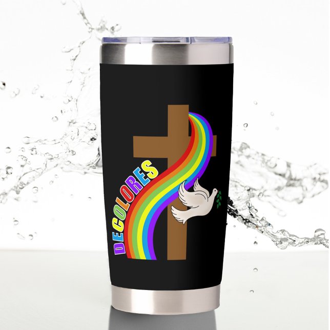 DeColores Cursillo Rainbow, Cross & Peace Dove Thermobecher (Von Creator hochgeladen)
