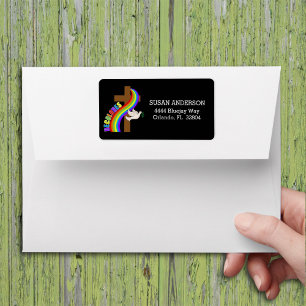 DeColores Cursillo Regenbogen mit Kreuz und Friede Adressaufkleber