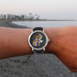 DeColores Cursillo Regenbogen mit Kreuz und Friede Armbanduhr