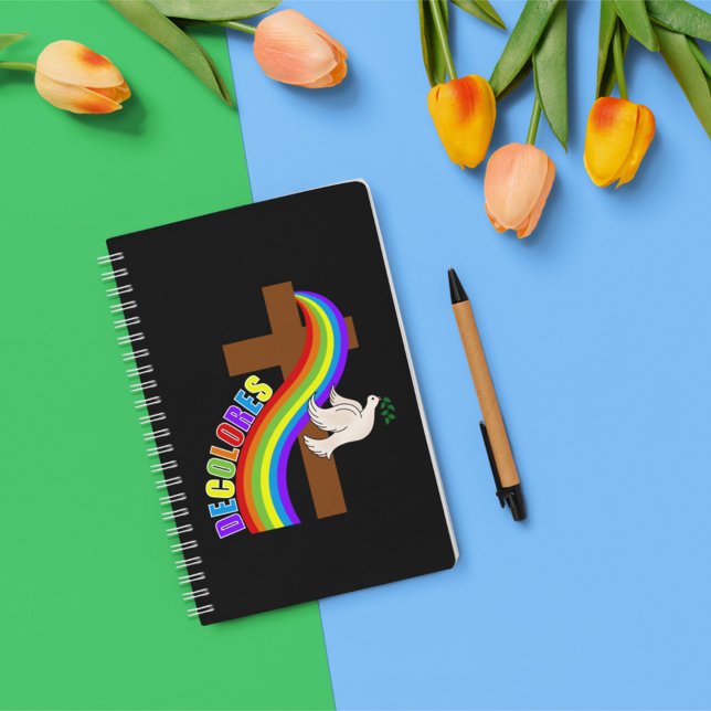 DeColores Cursillo Regenbogen mit Kreuz und Friede Notizblock (Von Creator hochgeladen)