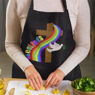 DeColores Cursillo Regenbogen mit Kreuz und Friede Schürze