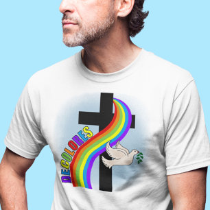 DeColores Cursillo Regenbogen mit Kreuz und Friede T-Shirt