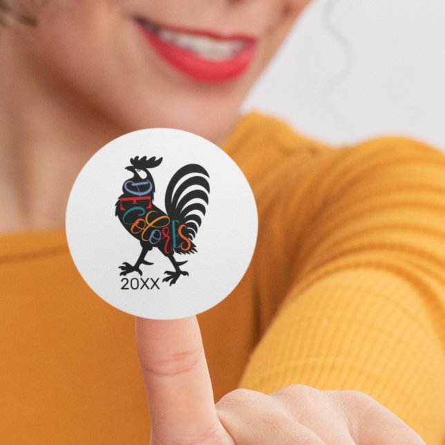 DeColores Cursillo Rooster Black Silhouette Runder Aufkleber (Von Creator hochgeladen)