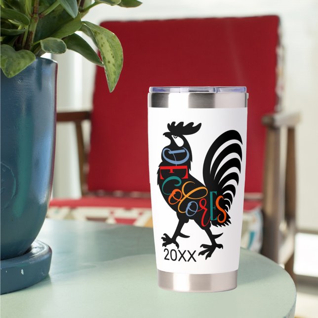 DeColores Cursillo Rooster Black Silhouette Thermobecher (Von Creator hochgeladen)