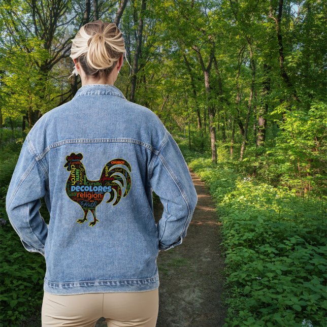 DeColores Cursillo Rooster Word Cloud Jeansjacke (Von Creator hochgeladen)