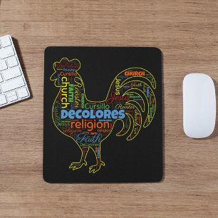 DeColores Cursillo Rooster Word Cloud Mousepad