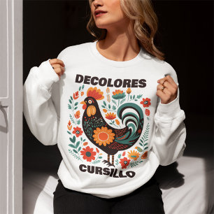 DeColores Cursillo Volkskunst Dunkler Bunter Hahn Sweatshirt