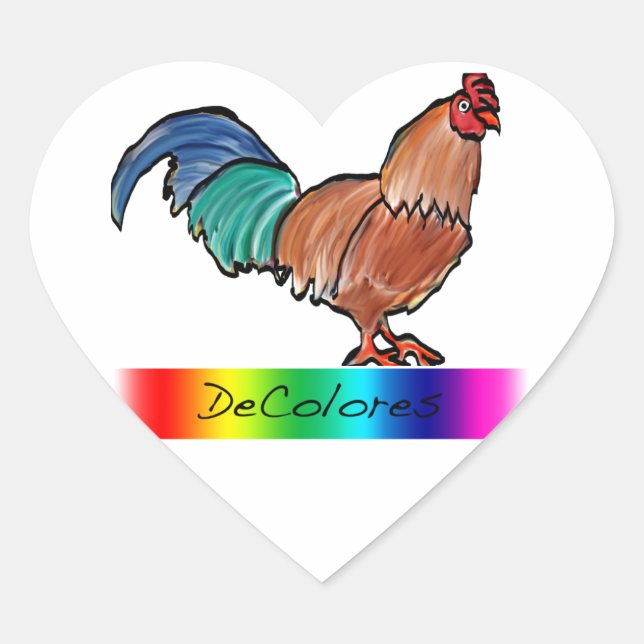 DeColores Rooster Herz-Aufkleber (Vorderseite)