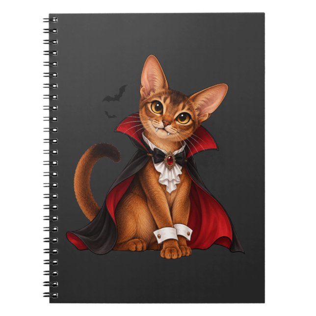 Decor Cute Abyssinian Cat Vampire Dracula Notizblock (Vorderseite)