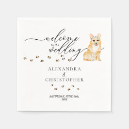 Decor Drink Corgi Dog Willkommen bei der Hochzeit Serviette