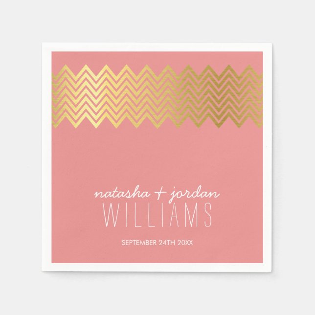 DECOR-Zickzack Goldkorallenmuster Serviette (Vorderseite)