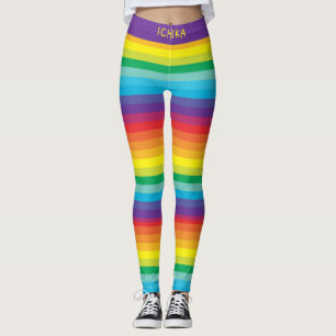 Decora Kei Bright Regenbogenfarben Streifen Leggings