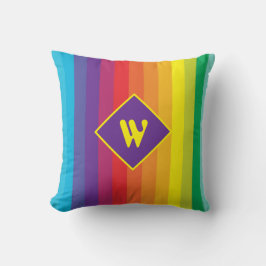 Decora Kei Fette Regenbogen gestreifte Monogramm Kissen