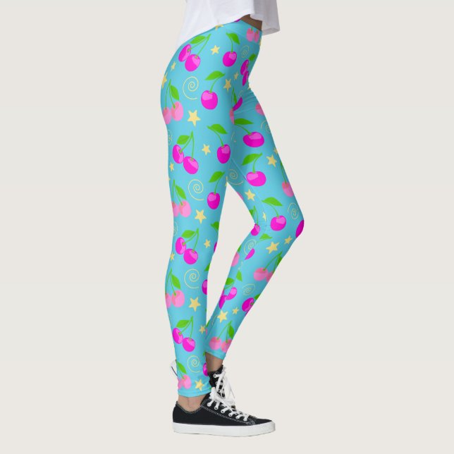 Decora Kei Rainbow Cherry Pattern Leggings (Rechts)