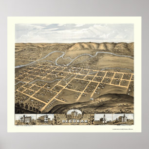 Decorah, Iowa Panorama Karte - 1870 Poster