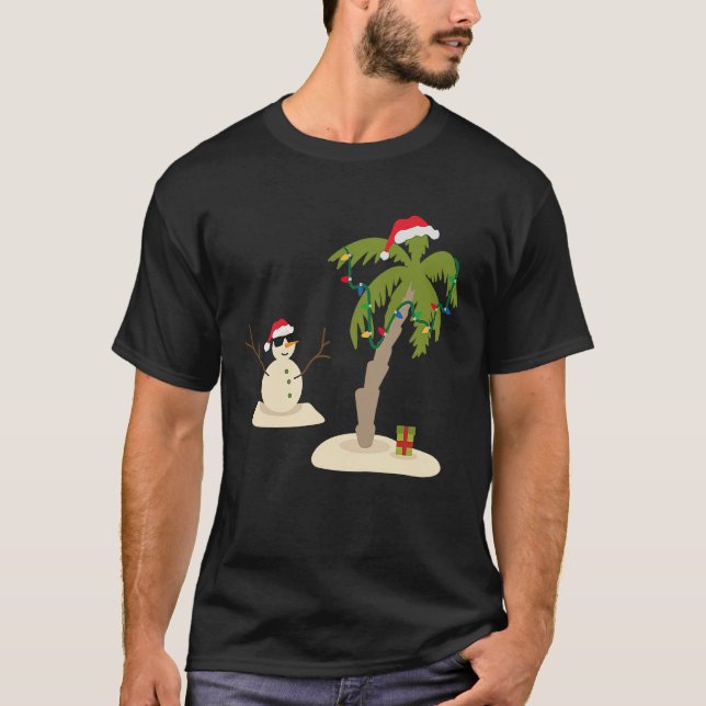 Decorated Christmas Palm Tree Tropical Xmas Coconu T-Shirt (Vorderseite)