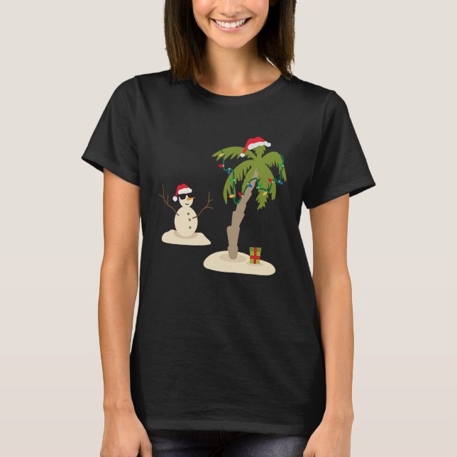 Decorated Christmas Palm Tree Tropical Xmas Coconu T-Shirt (Vorderseite)