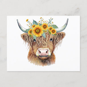 Decorated Highland Cow Postkarte