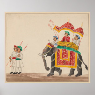Decorated Indian Elephant with a Canopied Howdah Poster
