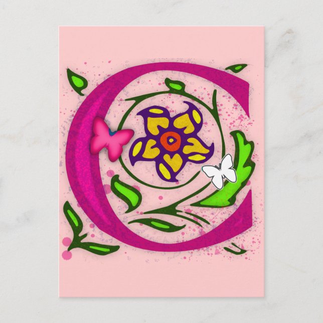 Decorationsbrief C Monogram Postkarte (Vorderseite)