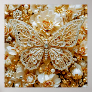 Decorative Art Silver and Gold - Schmetterlinge #1 Poster