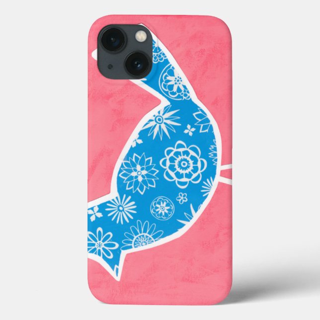 Decorative Bird with Patterns on Pink Background Case-Mate iPhone Hülle (Rückseite)