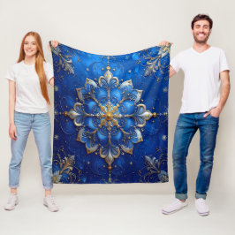 Decorative Blue Gold Fleece Blanket