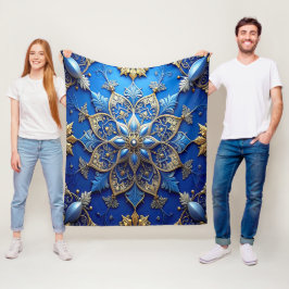 Decorative Blue Gold Fleece Blanket