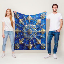 Decorative Blue Gold Fleece Blanket