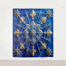 Decorative Blue Gold Holiday Backdrop Wandteppich