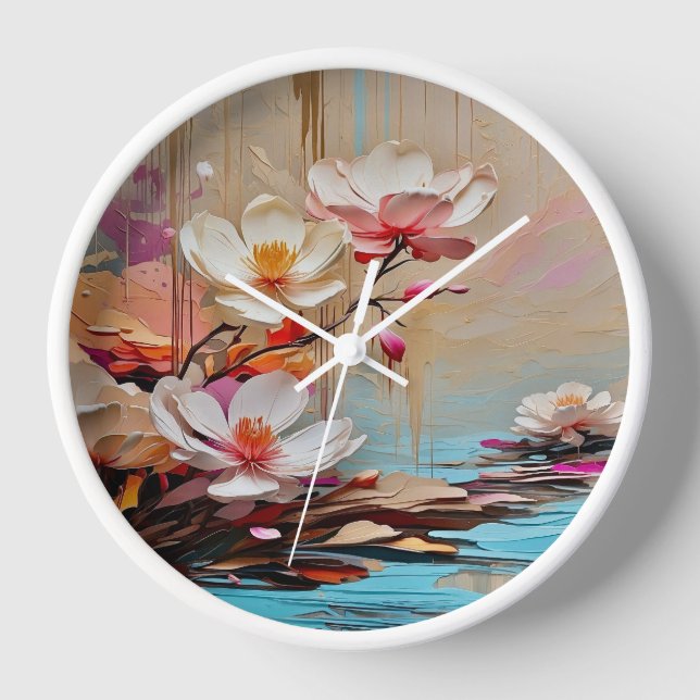Decorative Blume Wanduhr (Vorderseite)