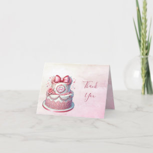 Decorative Cake Pink Bow Danke Karte
