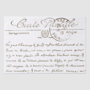 Decorative Carte Postale Französisch Script Decoup Seidenpapier