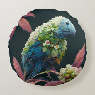 Decorative Cushion with Bird Design Rundes Kissen