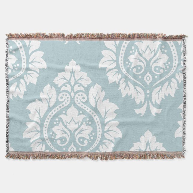 Decorative Damask Art I White on Duck Egg Blue Decke (Vorderseite)