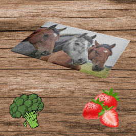 Decorative Drei Pferdeköpfe Glasschneidebrett Schneidebrett