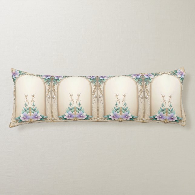 Decorative Floral Frame Body Pillow Seitenschläferkissen (Vorderseite)