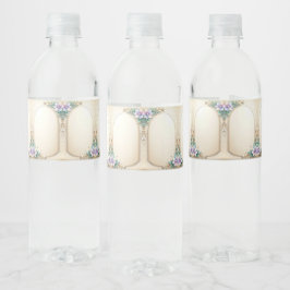 Decorative Floral Frame Water Bottle Label Wasserflaschenetikett