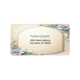 Decorative Floral Frame with Pearls Address Label Adressaufkleber