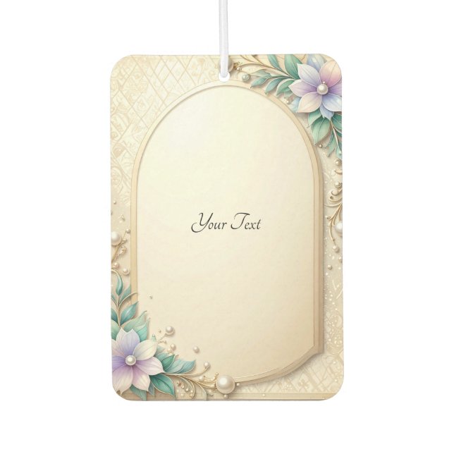Decorative Floral Frame with Pearls Air Freshener Autolufterfrischer (Vorderseite)