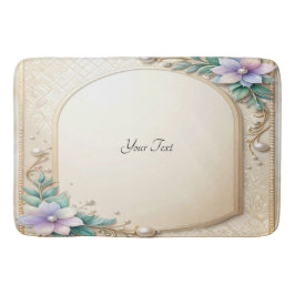 Decorative Floral Frame with Pearls Bath Mat Badematte