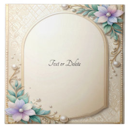 Decorative Floral Frame with Pearls Ceramic Tile Fliese