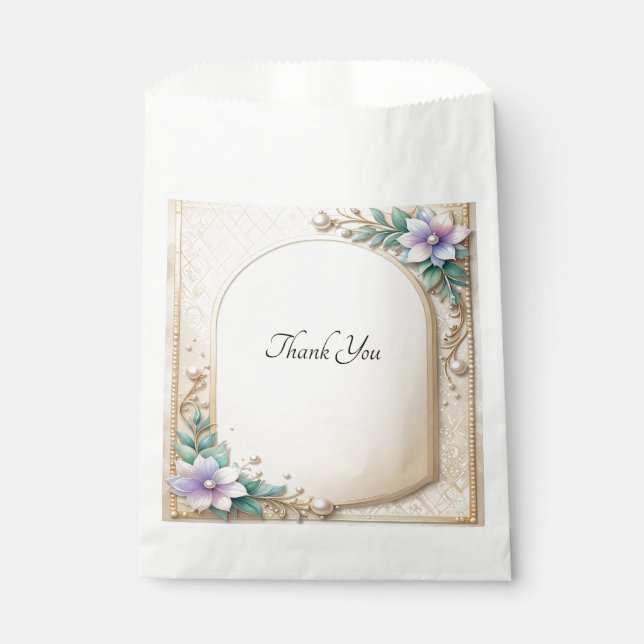 Decorative Floral Frame with Pearls Favor Bag Geschenktütchen (Vorderseite)